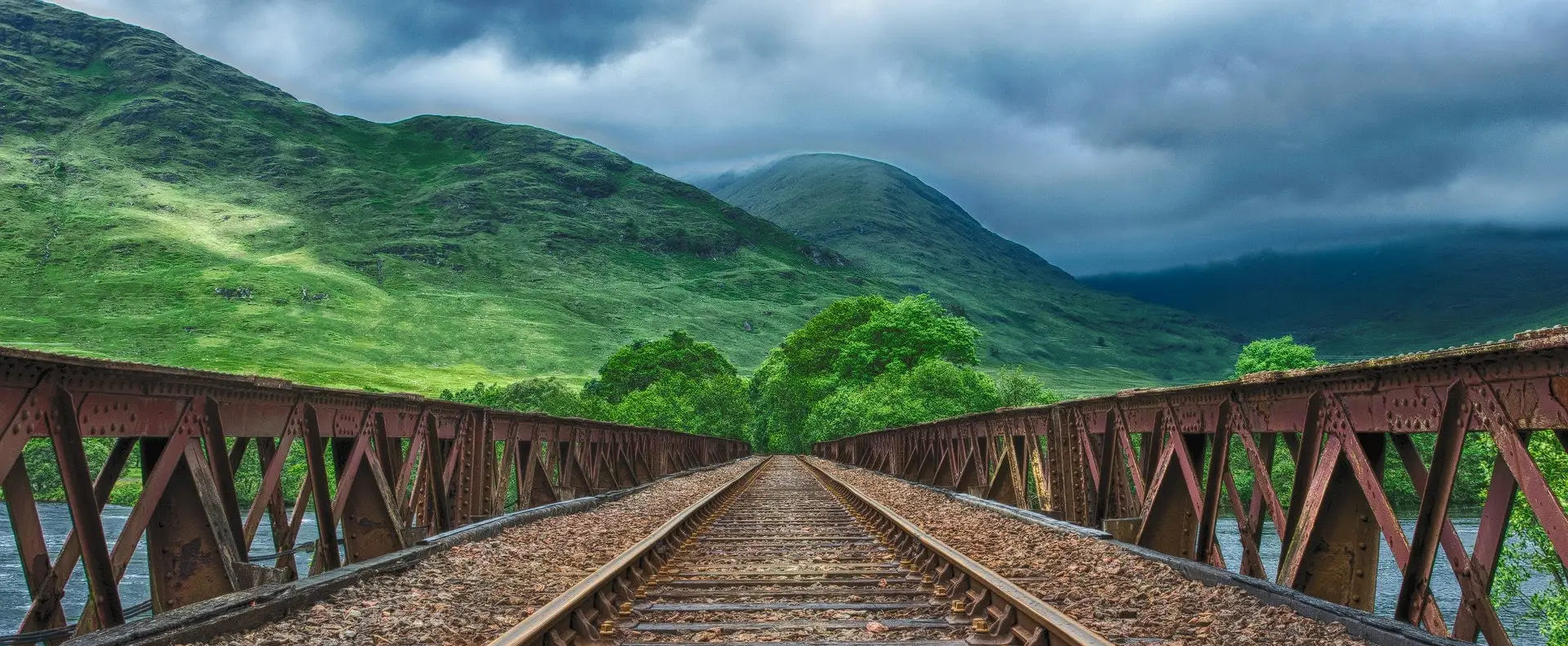 Eine Brücke mit Gleisen